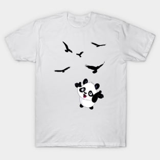 Panda looking birds T-Shirt